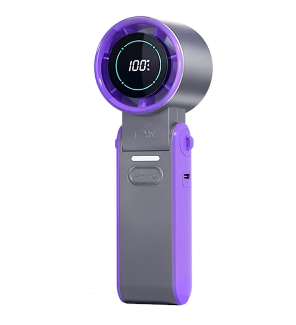 Ventilateur pliant portable de poche rechargeable par USB avec affichage numérique et vitesse du vent réglable
