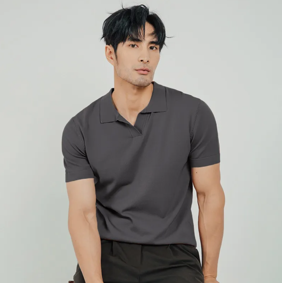 Classic Knit Lapel Polo Shirt for Men