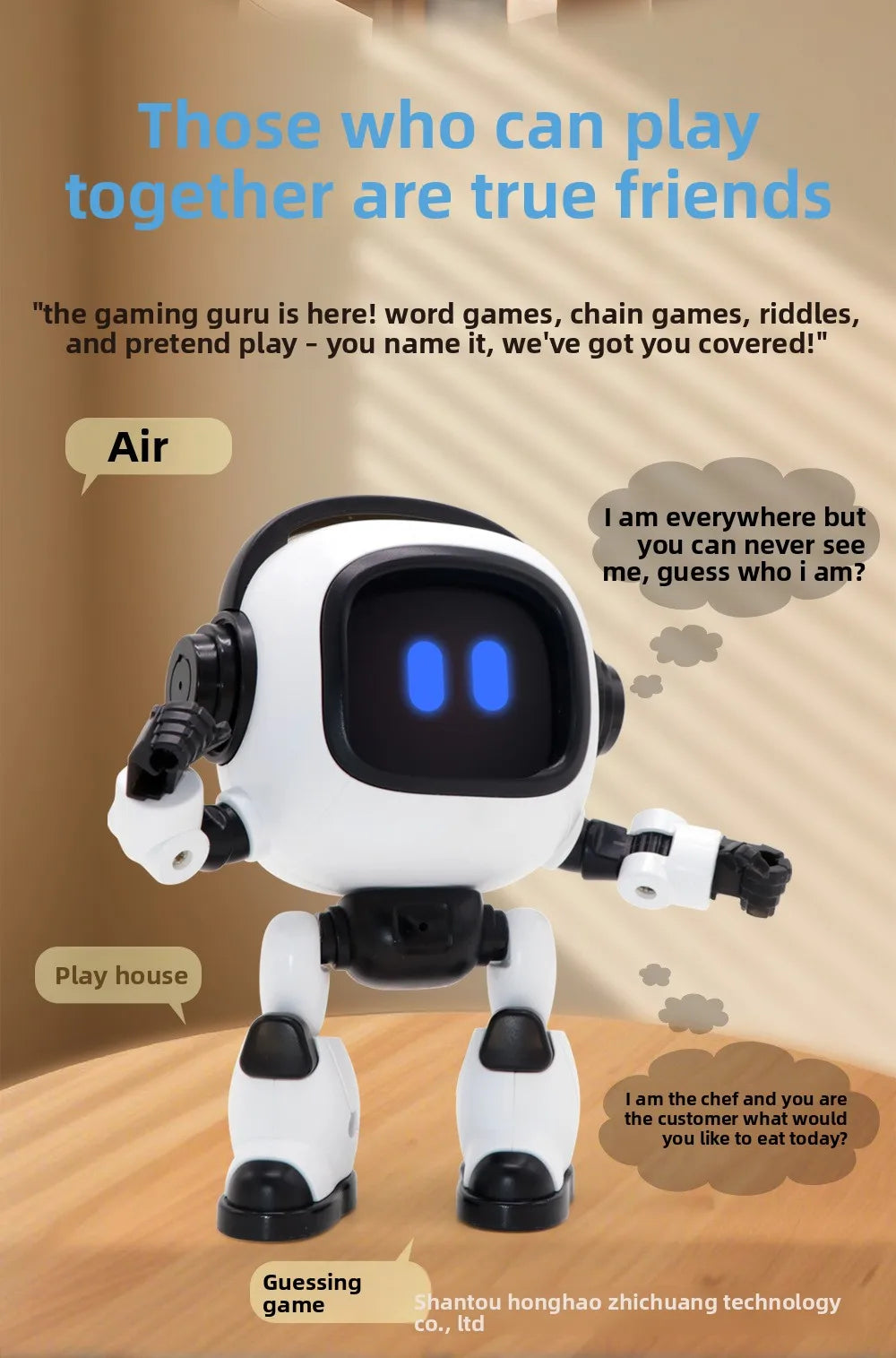 AI Interactive Desk Robot with Voice Recognition Feature Talking Companion, Learning Games, Educational Toy for Kids