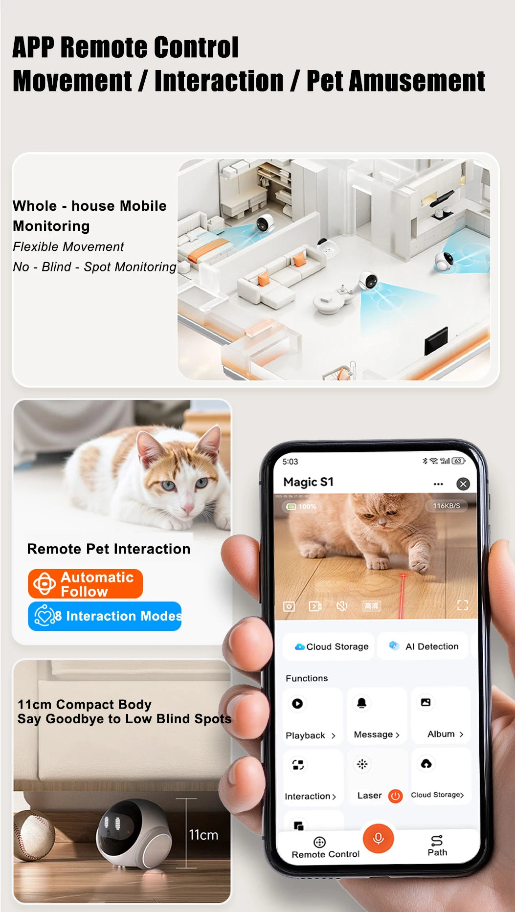 2025Famue Automatic Charging Robot Camera HD 5G WIFI IP Camera Pet Mobile Tracking Night Vision CCTV Remote View TUYA APP Camera