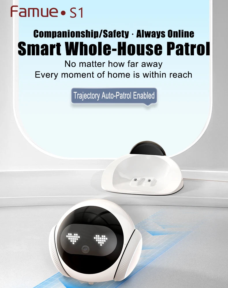 2025Famue Automatic Charging Robot Camera HD 5G WIFI IP Camera Pet Mobile Tracking Night Vision CCTV Remote View TUYA APP Camera