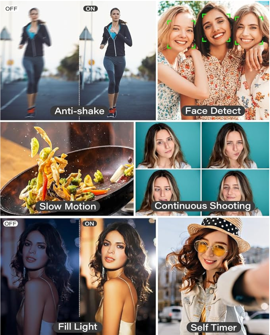 4K Digital Camera for Photography Dual 64MP Autofocus Vlogging Camera for YouTube 2.8" Screen Compact Travel Camera with 32GB SD Card Anti-Shake Flash 16X Digital Zoom 2 Batteries & Charger