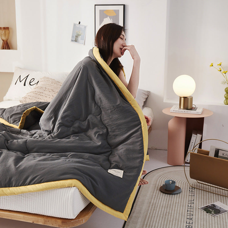 Modern Cool Summer Quilt in Soft Blue, Washable Cotton